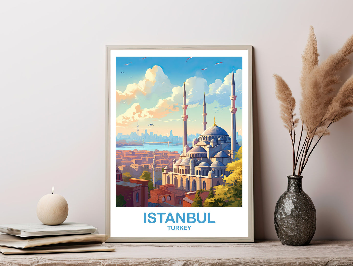 Istanbul Travel Wall Art, Digital Istanbul Turkey Wall Art, Printable Turkey Wall Art, City Skyline Turkey Travel Wall Art | DT2EU_TUIS1