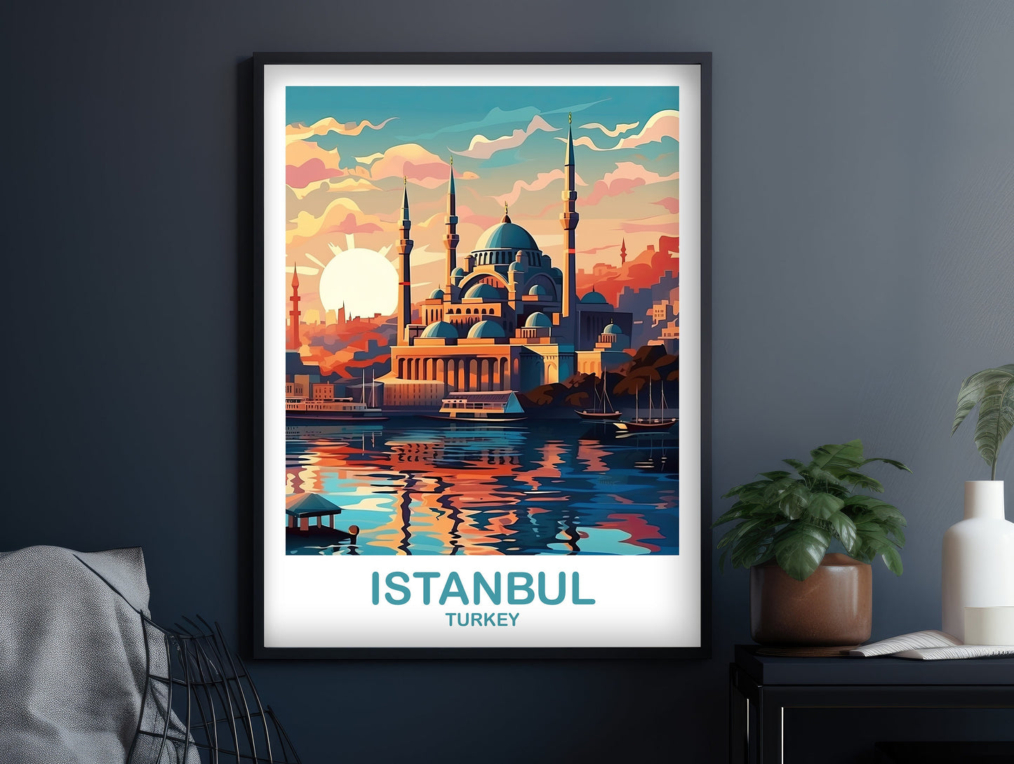 Istanbul Travel Wall Art, Istanbul Turkey Wall Art, Turkey Wall Art Poster, City Skyline Turkey Travel Wall Art | T2EU_TUIS2