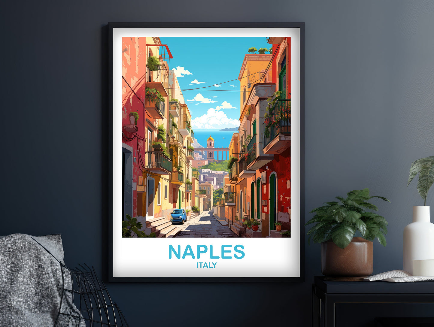 Naples Italy Travel Art Poster, Naples Travel Art, Italy Poster, Naples Travel Wall Art, Italy Travel Wall Art | T2EU_ITNA1