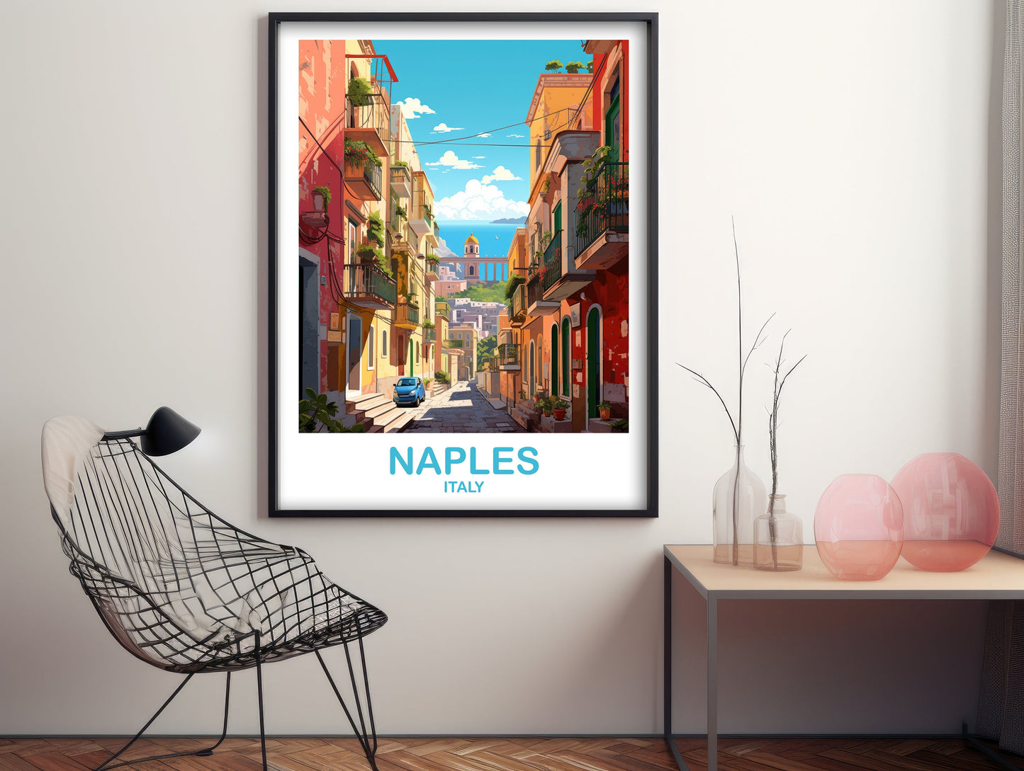 Naples Italy Travel Art Poster, Naples Travel Art, Italy Poster, Naples Travel Wall Art, Italy Travel Wall Art | T2EU_ITNA1