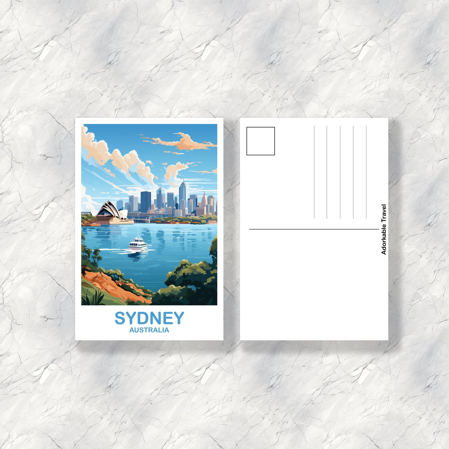 Sydney Travel Postcard Art, Australia Travel Art, Sydney Wall Art Postcard, City Skyline Wall Art, New South Wales | T2AU_NSWSY1_P