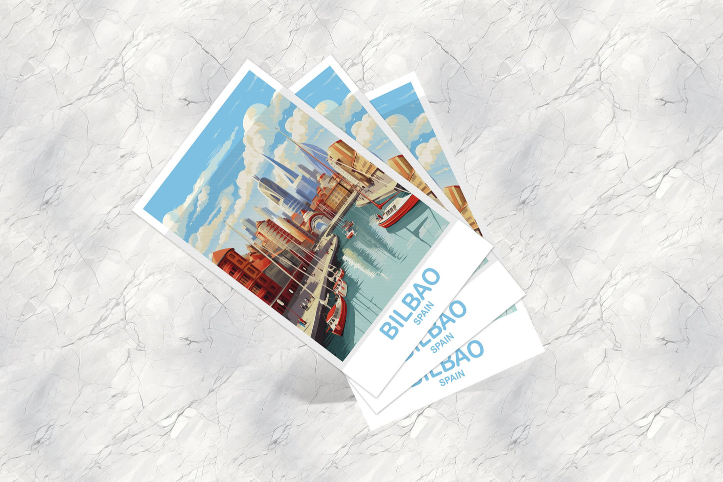 Bilbao Spain Travel Postcard Art, Spain Travel Postcard, Bilbao Wall Art Postcard, Spain Travel Art Postcard | T2EU_SPBI1_P