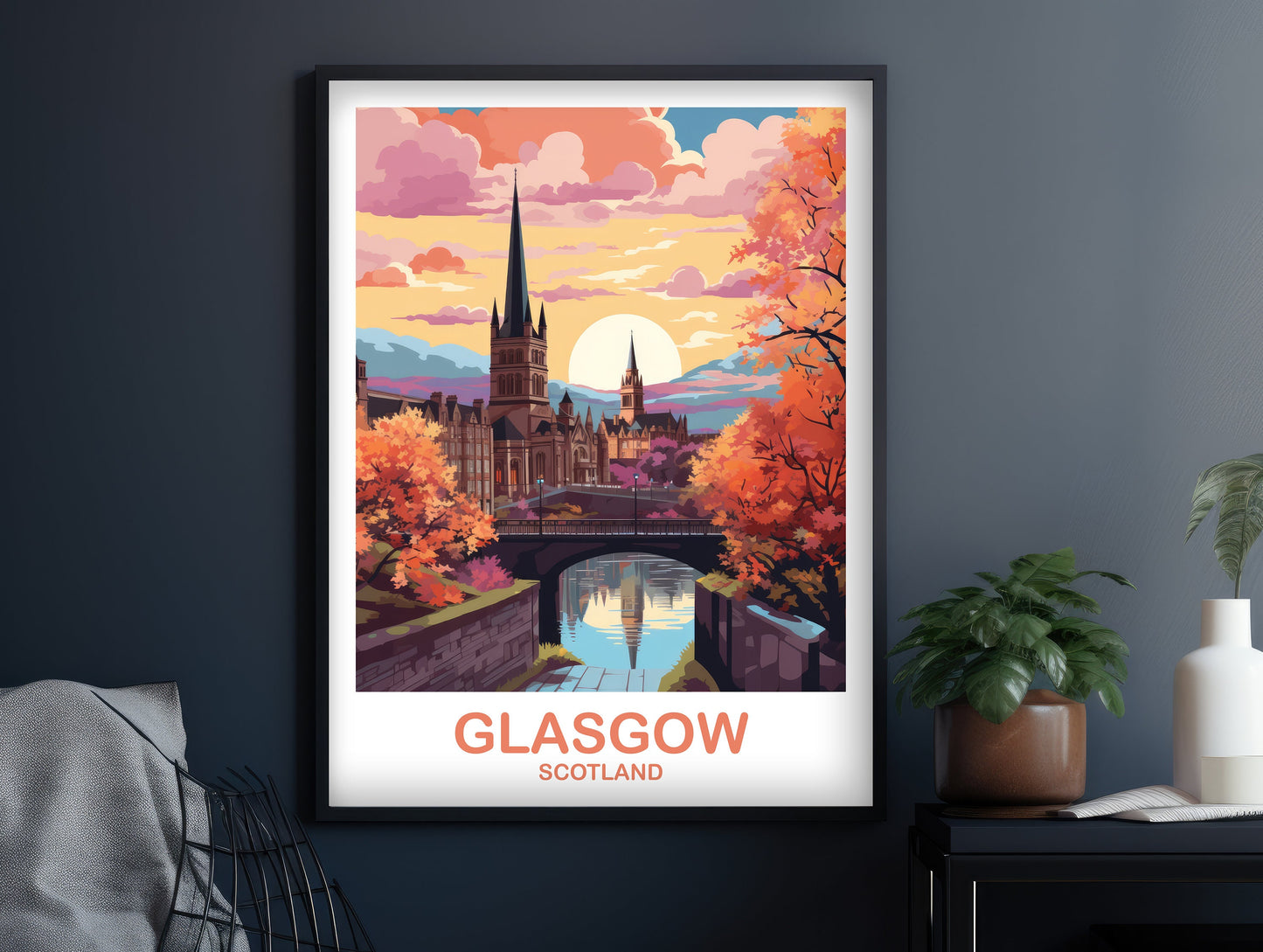 Glasgow Travel Poster Art, Glasgow Travel Art, Scotland Wall Art, Glasgow Scotland Travel Poster Art, Travel Wall Art | T2EU_SCGL1