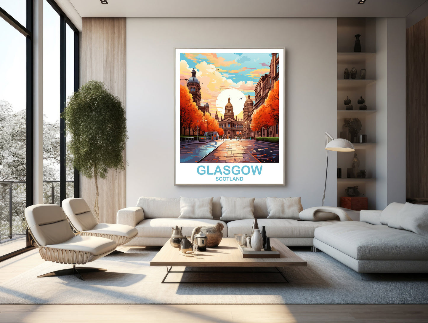 Glasgow Travel Poster Art, Glasgow Travel Art, Scotland Wall Art, Glasgow Scotland Travel Poster Art, Travel Wall Art | T2EU_SCGL2