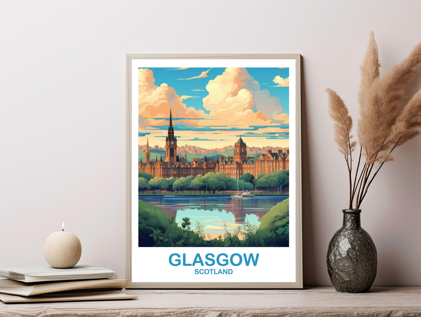 Glasgow Travel Poster Art, Digital Glasgow Travel Art, Scotland Wall Art, Printable Glasgow Scotland Travel, Travel Wall Art | DT2EU_SCGL3