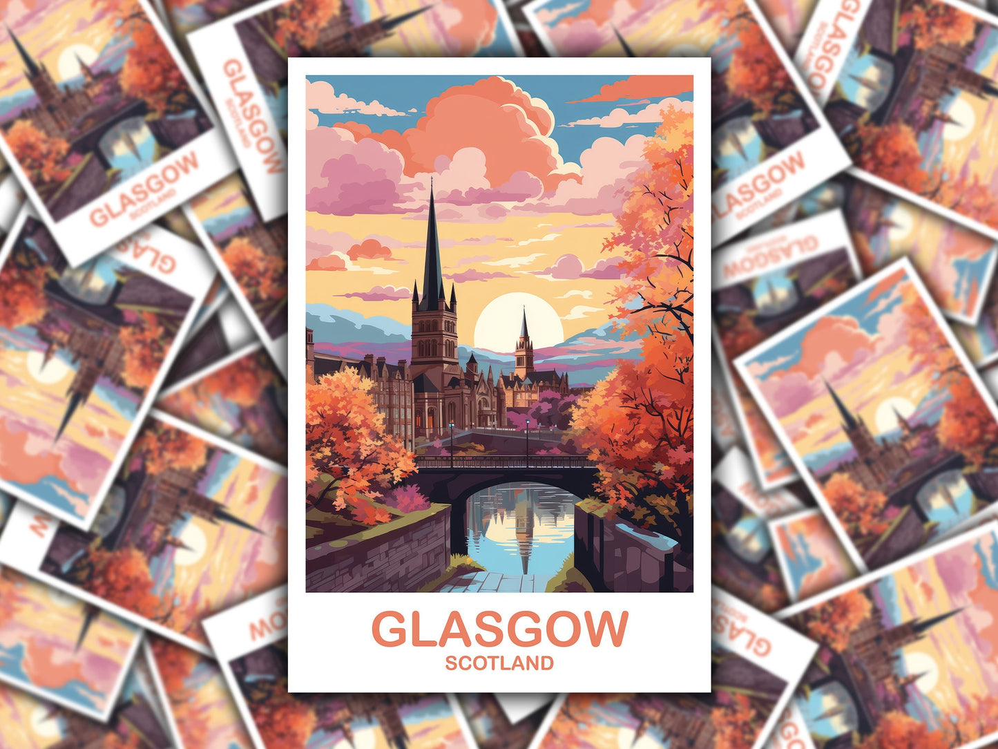 Glasgow Travel Sticker Art, Glasgow Travel StickerArt, Scotland Art, Glasgow Scotland Travel Sticker Art, Travel Art | T2EU_SCGL1_S