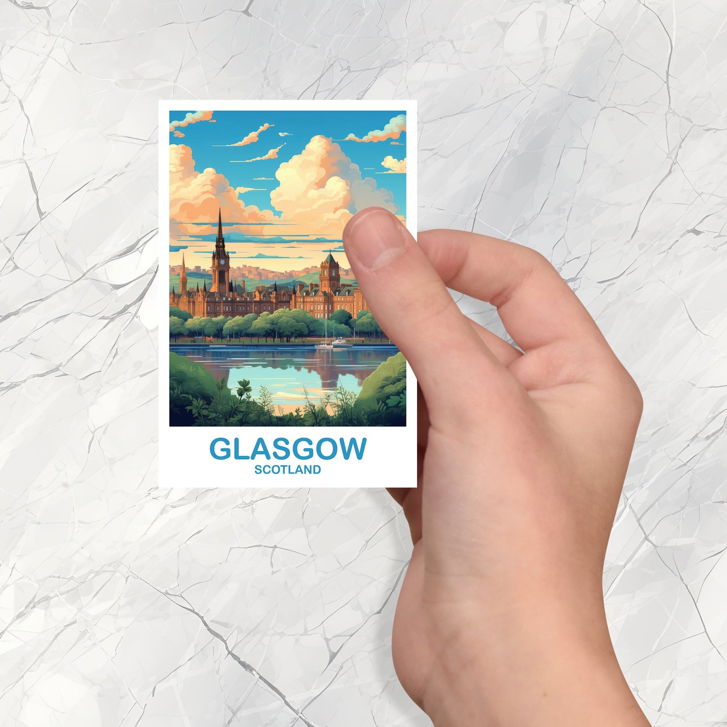 Glasgow Travel Sticker Art, Glasgow Travel StickerArt, Scotland Art, Glasgow Scotland Travel Sticker Art, Travel Art | T2EU_SCGL3_S