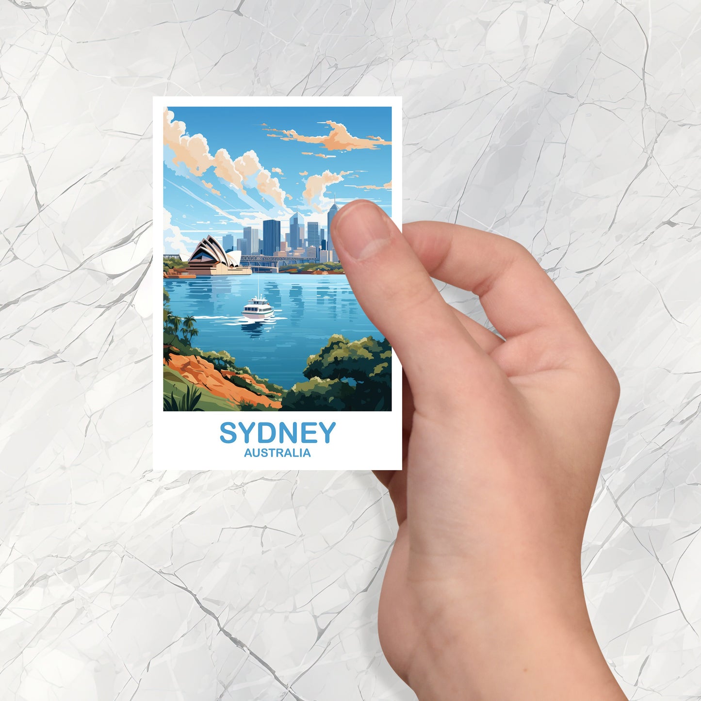 Sydney Travel Sticker Art, Australia Travel Sticker Art, Sydney Sticker Art, City Skyline Wall Art, New South Wales | T2AU_NSWSY1_S