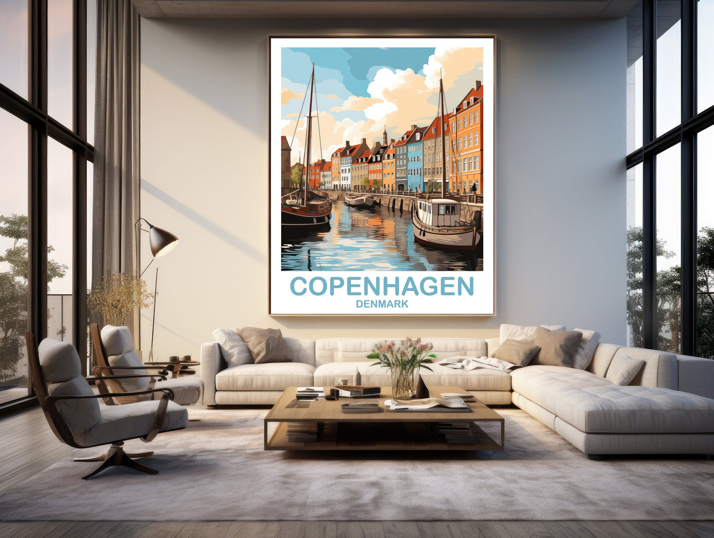 Copenhagen Denmark Travel Poster Art, Copenhagen Travel Art, Denmark Poster, Copenhagen Denmark Travel Art, Travel Wall Art | T2EU_DECO1
