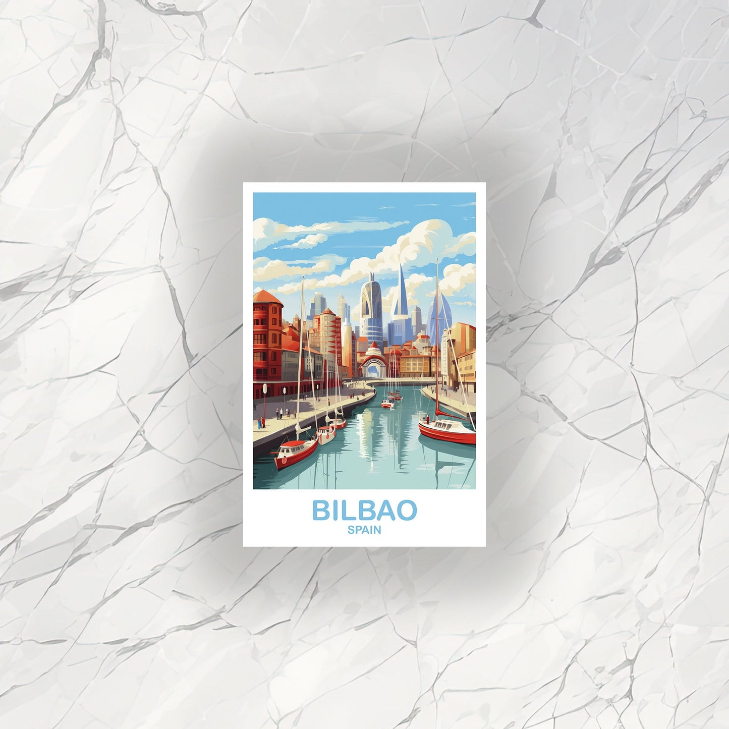 Bilbao Spain Travel Sticker Art, Spain Travel Sticker, Bilbao Sticker, Spain Travel Sticker, Travel Art, Travel Sticker | T2EU_SPBI1_S