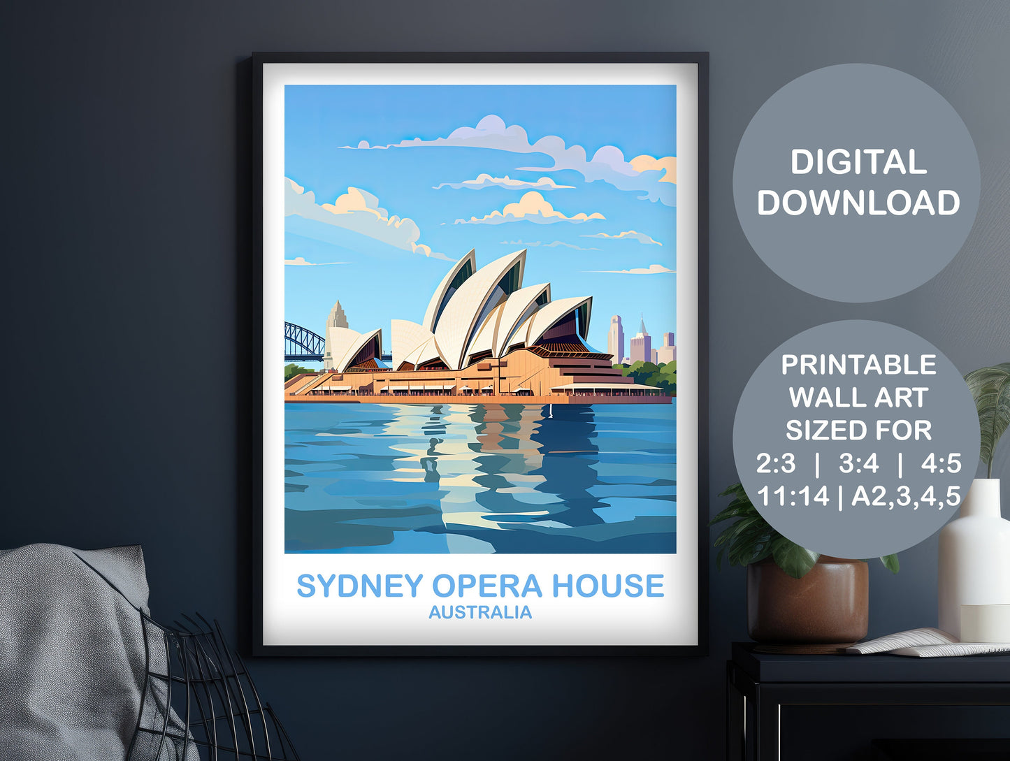 Sydney Opera House Travel Wall Art, Digital Australia Travel Wall Art, Printable Sydney Wall Art, New South Wales | DT2AU_NSWSY3