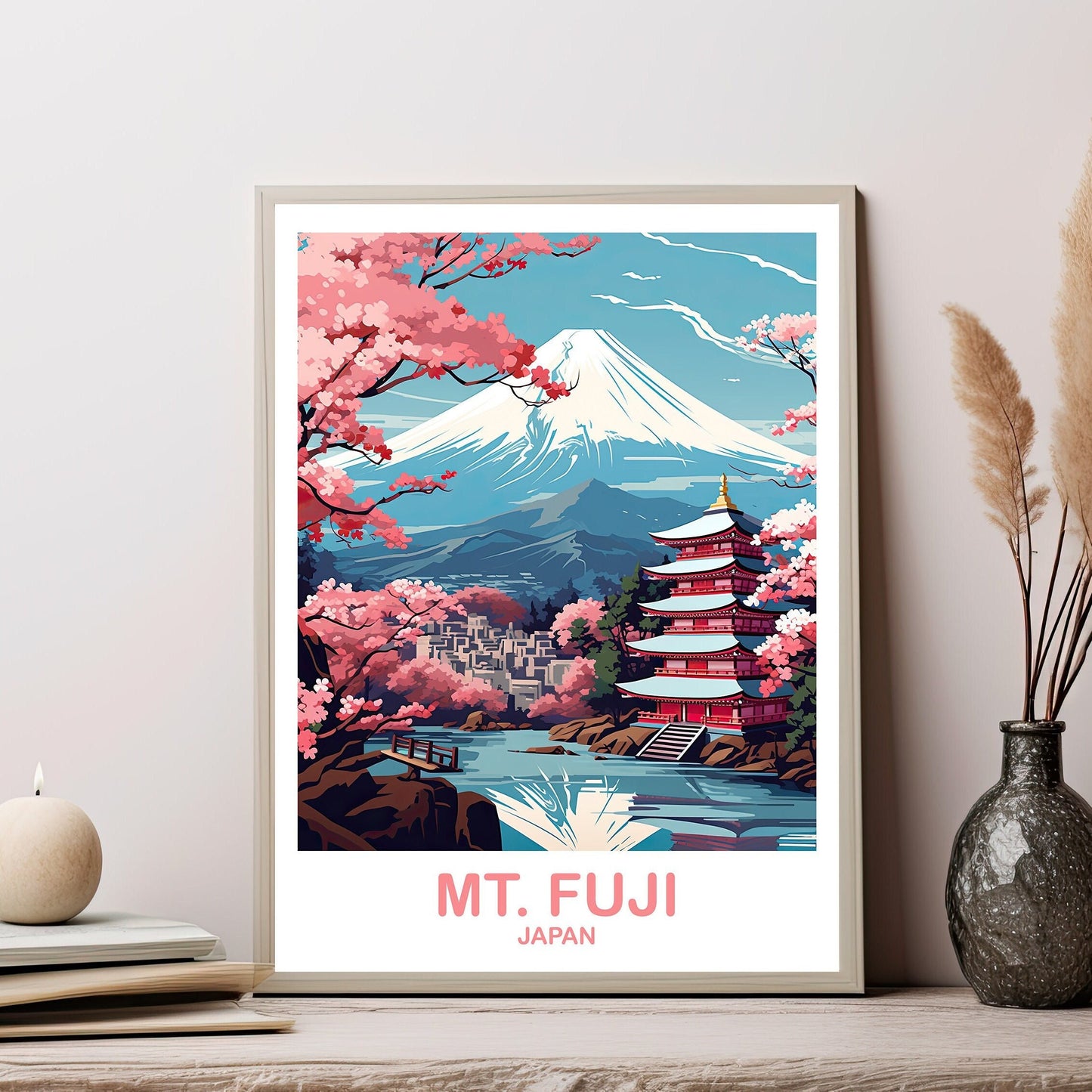 Mt.Fuji Travel Art, Japan Wall Art Poster, Travel Wall Art, Landscape Travel Wall Art, Japan Travel Poster, Japan Travel | T2AS_JAHO3
