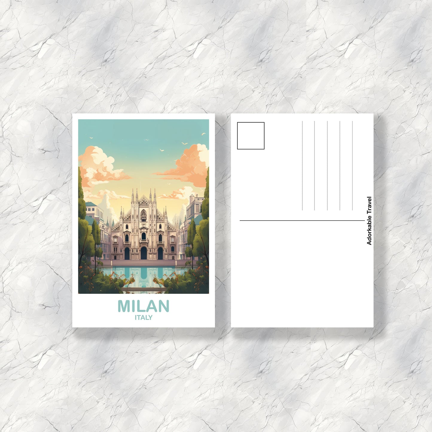 Milan Italy Travel Postcard, Milan Travel Art, Italy Postcard, Milan Travel Postcard Art, Italy Travel Postcard Art | T2EU_ITMI1_P