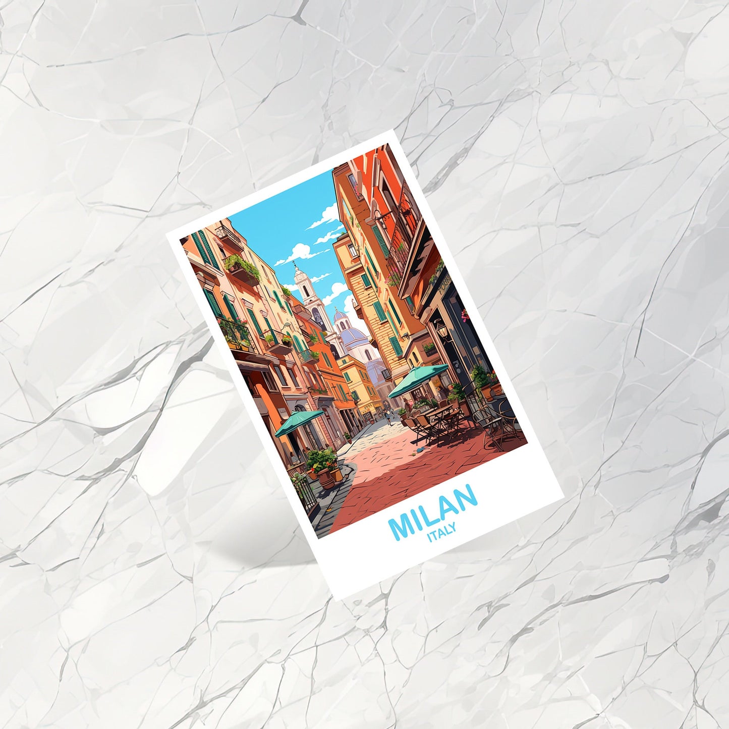 Milan Italy Travel Postcard, Milan Travel Art, Italy Postcard, Milan Travel Postcard Art, Italy Travel Postcard Art | T2EU_ITMI2_P