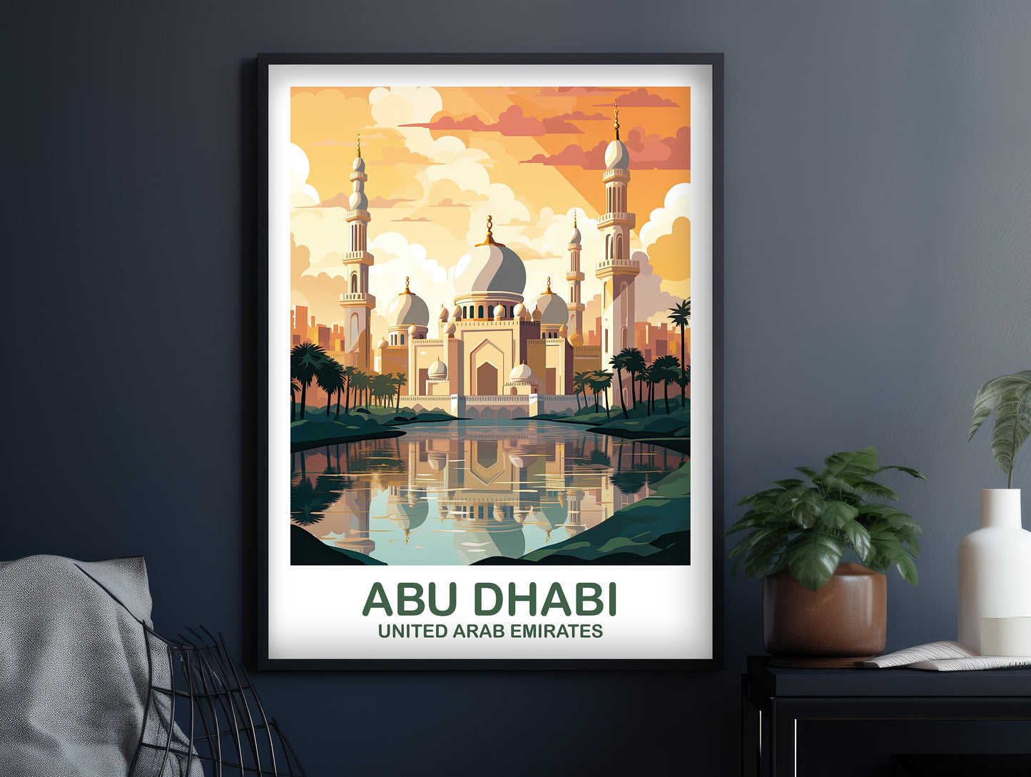 Abu Dhabi Travel Wall Art, Abu Dubai Skyline, Abu Dubai Wall Art Poster, City Skyline Wall Art, Travel Wall Art | T2AS_UAEAD1