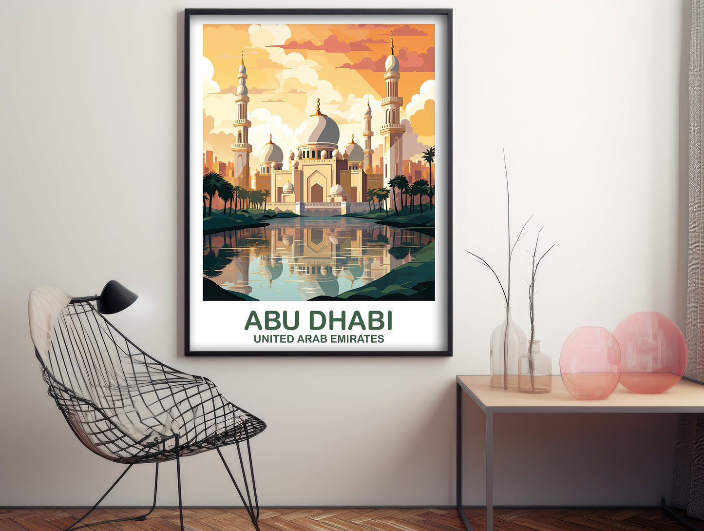 Abu Dhabi Travel Wall Art, Abu Dubai Skyline, Abu Dubai Wall Art Poster, City Skyline Wall Art, Travel Wall Art | T2AS_UAEAD1