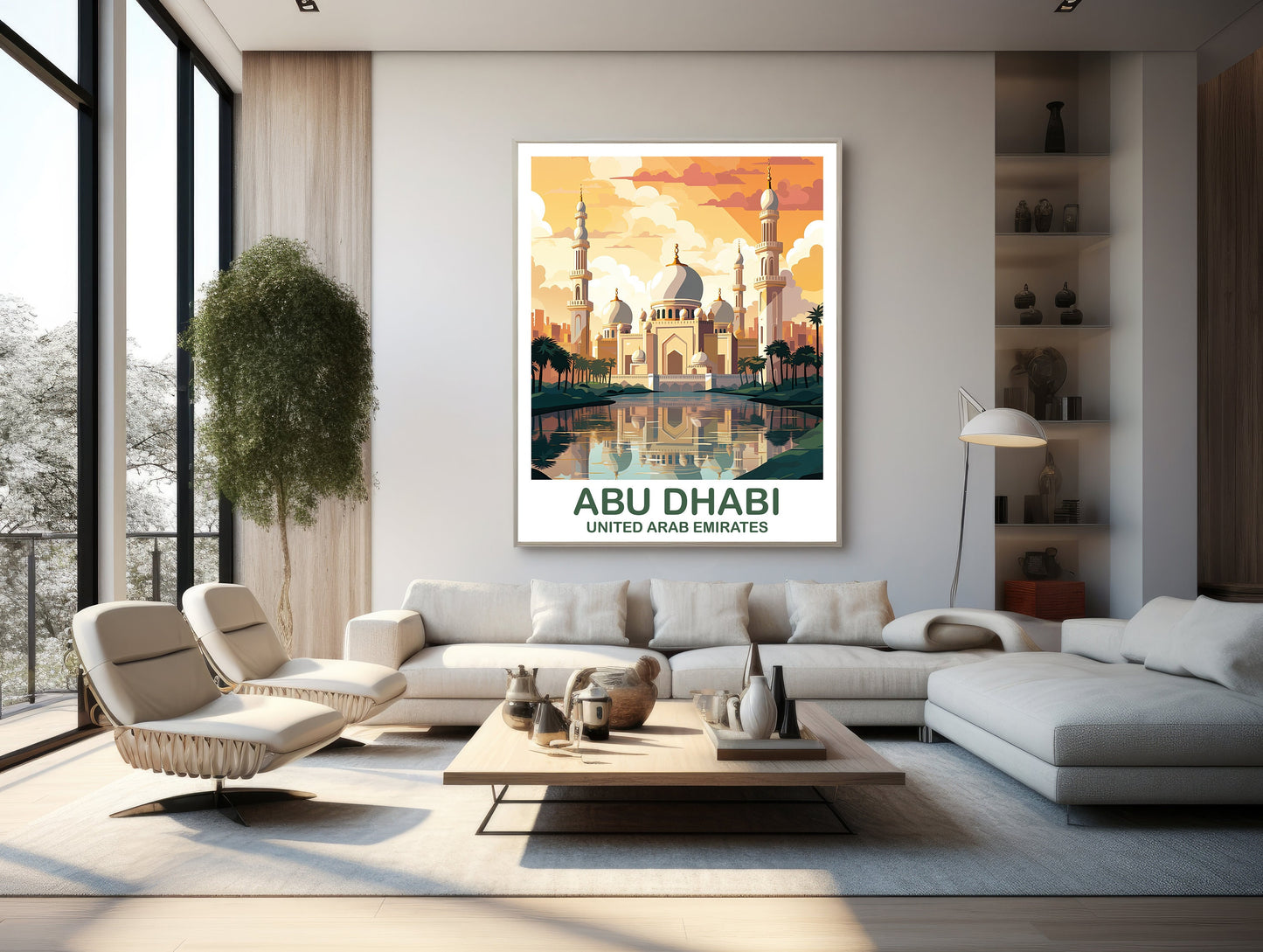 Abu Dhabi Travel Wall Art, Abu Dubai Skyline, Abu Dubai Wall Art Poster, City Skyline Wall Art, Travel Wall Art | T2AS_UAEAD1