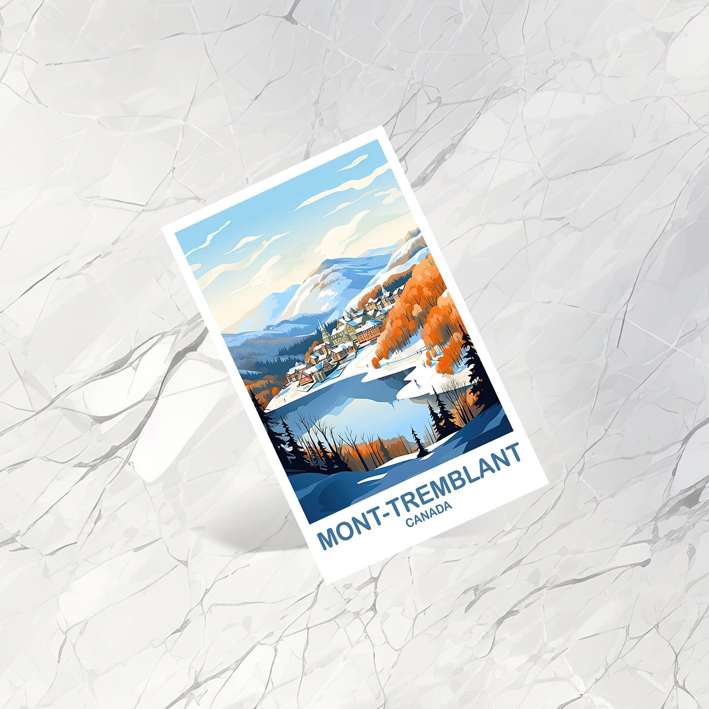Mont-Tremblant Travel Postcard, Quebec Travel Art Postcard, Mont-Tremblant Art Postcard, Canada Travel Postcard | T2NA_QUMT1_P