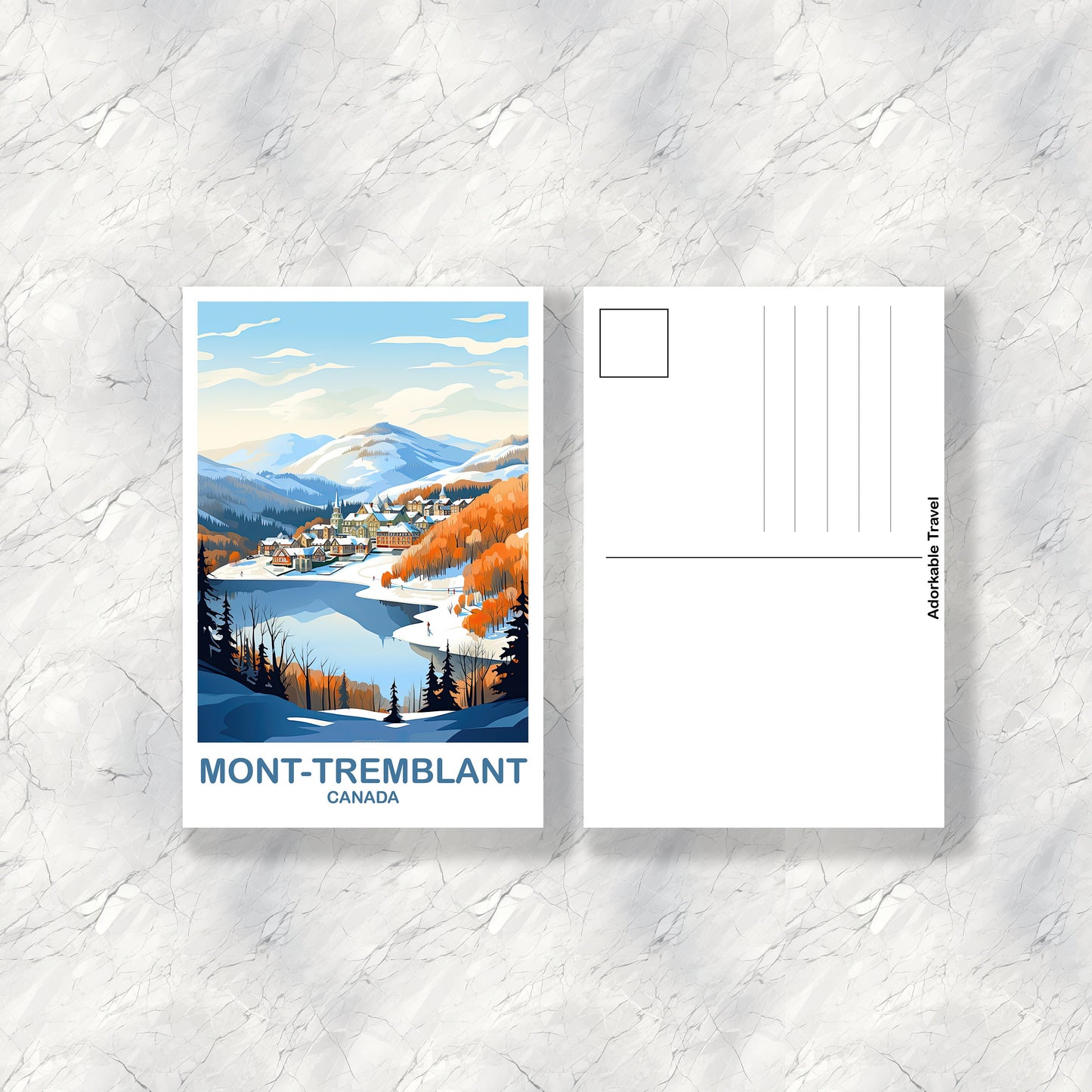 Mont-Tremblant Travel Postcard, Quebec Travel Art Postcard, Mont-Tremblant Art Postcard, Canada Travel Postcard | T2NA_QUMT1_P
