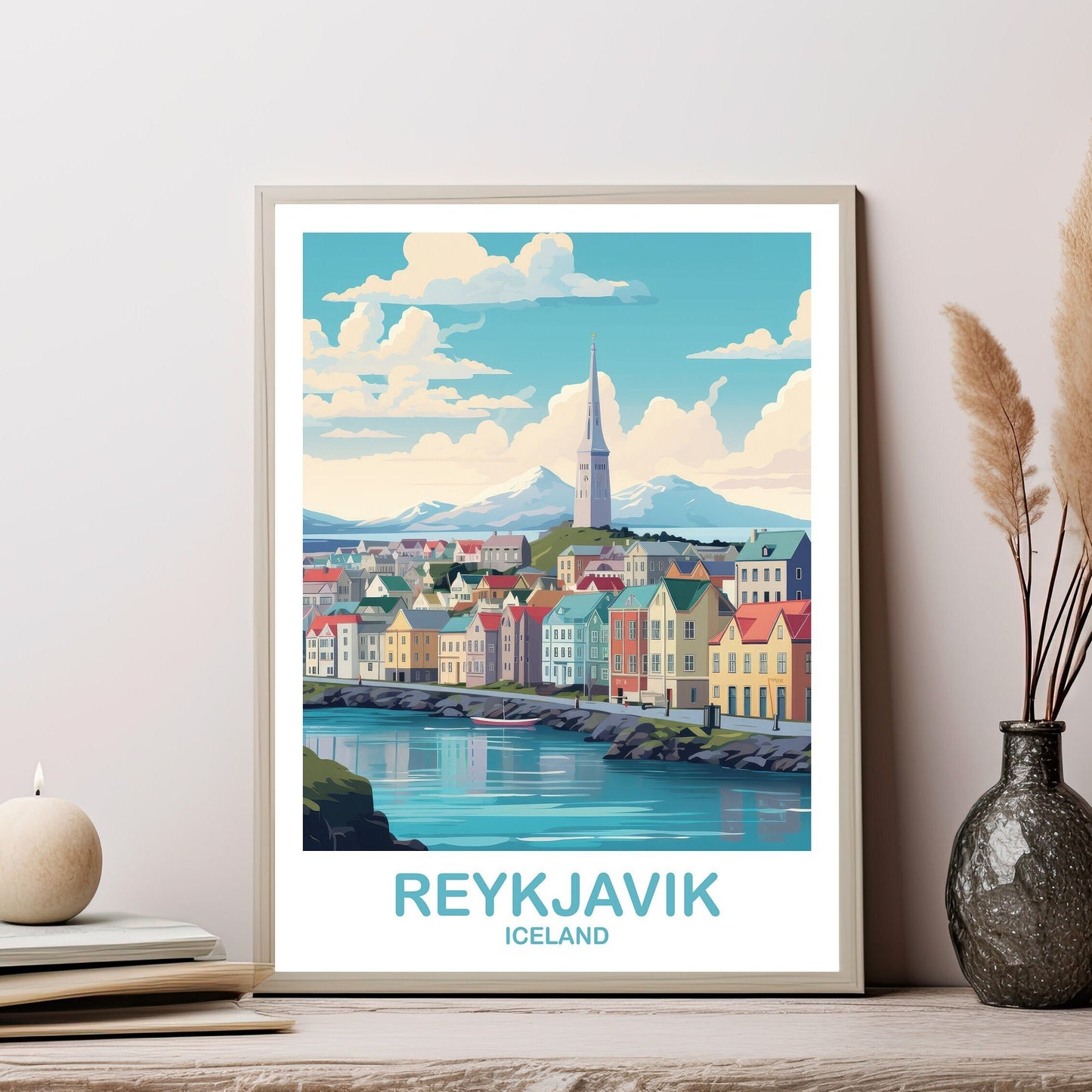 Reykjavik Iceland Travel Art, Reykjavik Wall Art, Iceland Wall Art, Reykjavik Travel Wall Art, Travel Poster, Travel Wall Art | T2EU_ICRE1