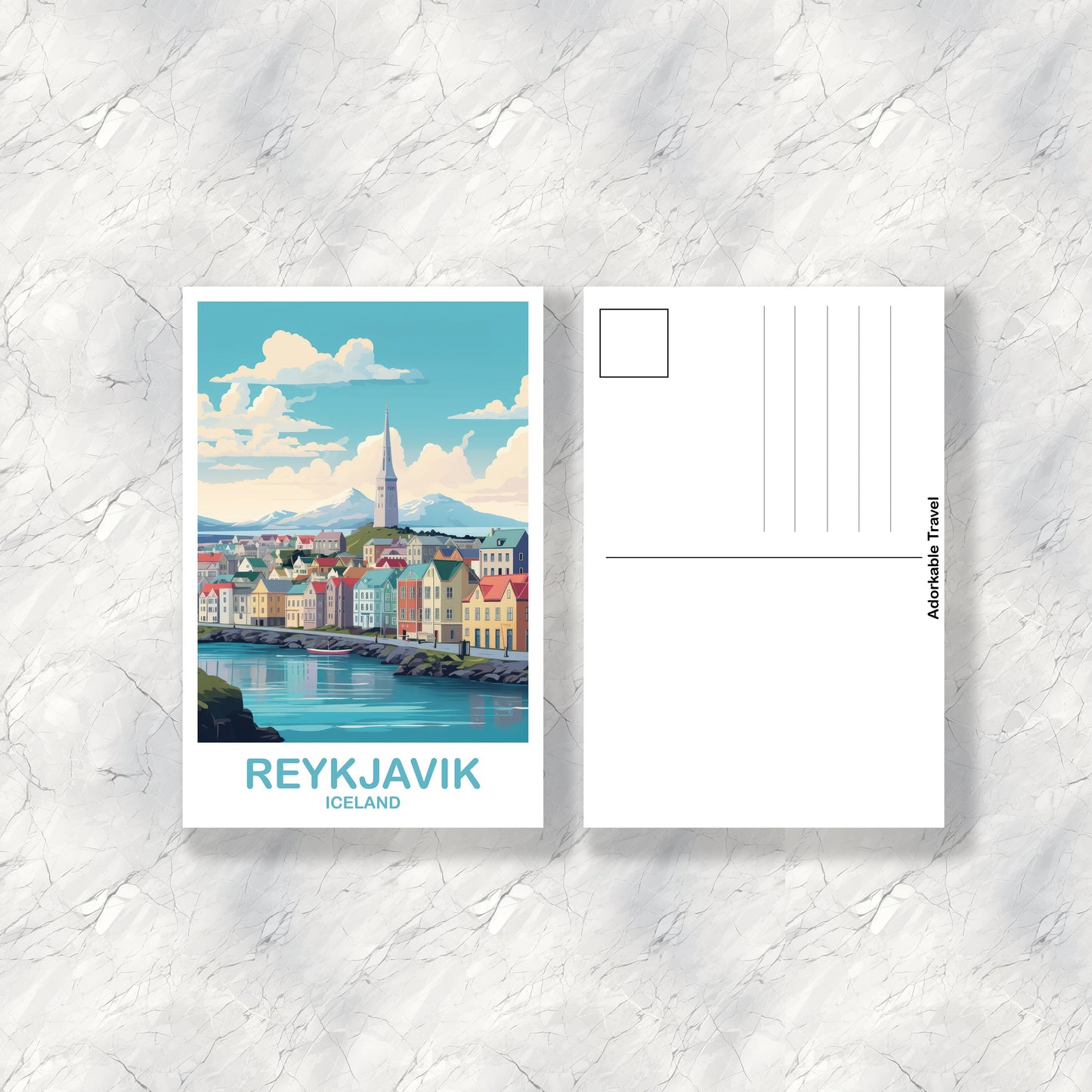 Reykjavik Iceland Travel Postcard, Reykjavik Postcard Art, Iceland PostcardArt, Reykjavik Travel Postcard, Travel Postcard | T2EU_ICRE1_P