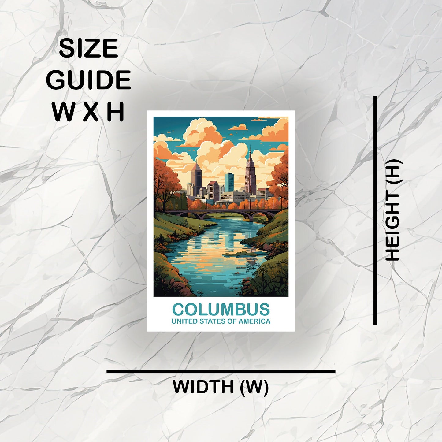 Columbus Ohio Travel Sticker, Columbus Travel Art Sticker, Ohio Art Sticker, City Skyline Art Sticker, USA Art Sticker | T2NA_OHCO1_S