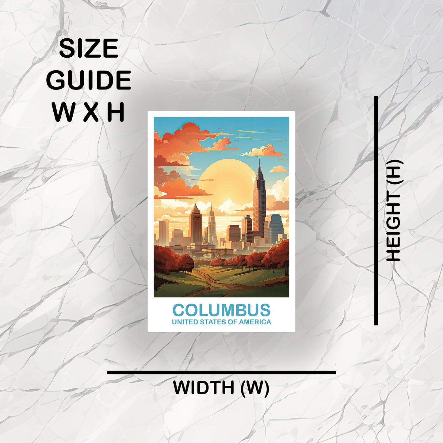 Columbus Ohio Travel Sticker, Columbus Travel Art Sticker, Ohio Art Sticker, City Skyline Art Sticker, USA Art Sticker | T2NA_OHCO2_S