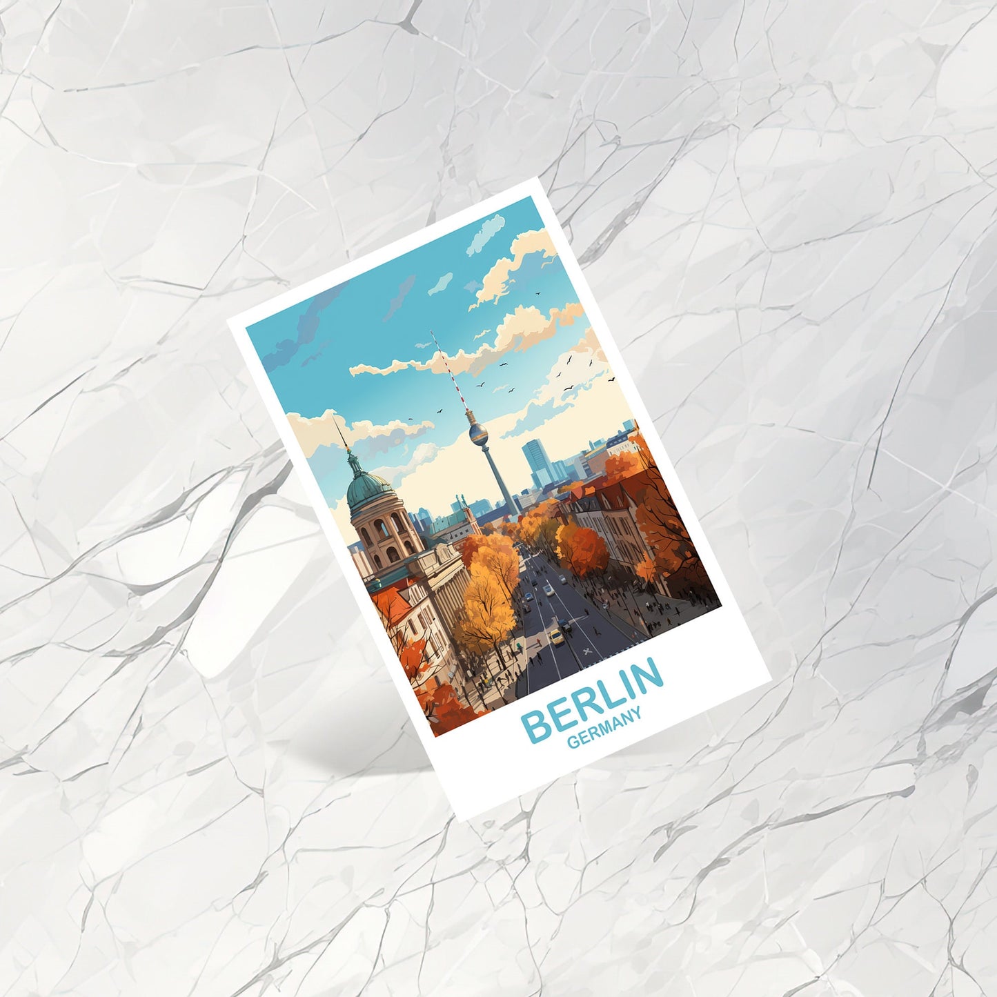 Berlin Germany Travel Postcard, Berlin Travel Postcard Art, Germany Postcard Art, Berlin Travel Art, Travel Postcard, | T2EU_GEBE1_P