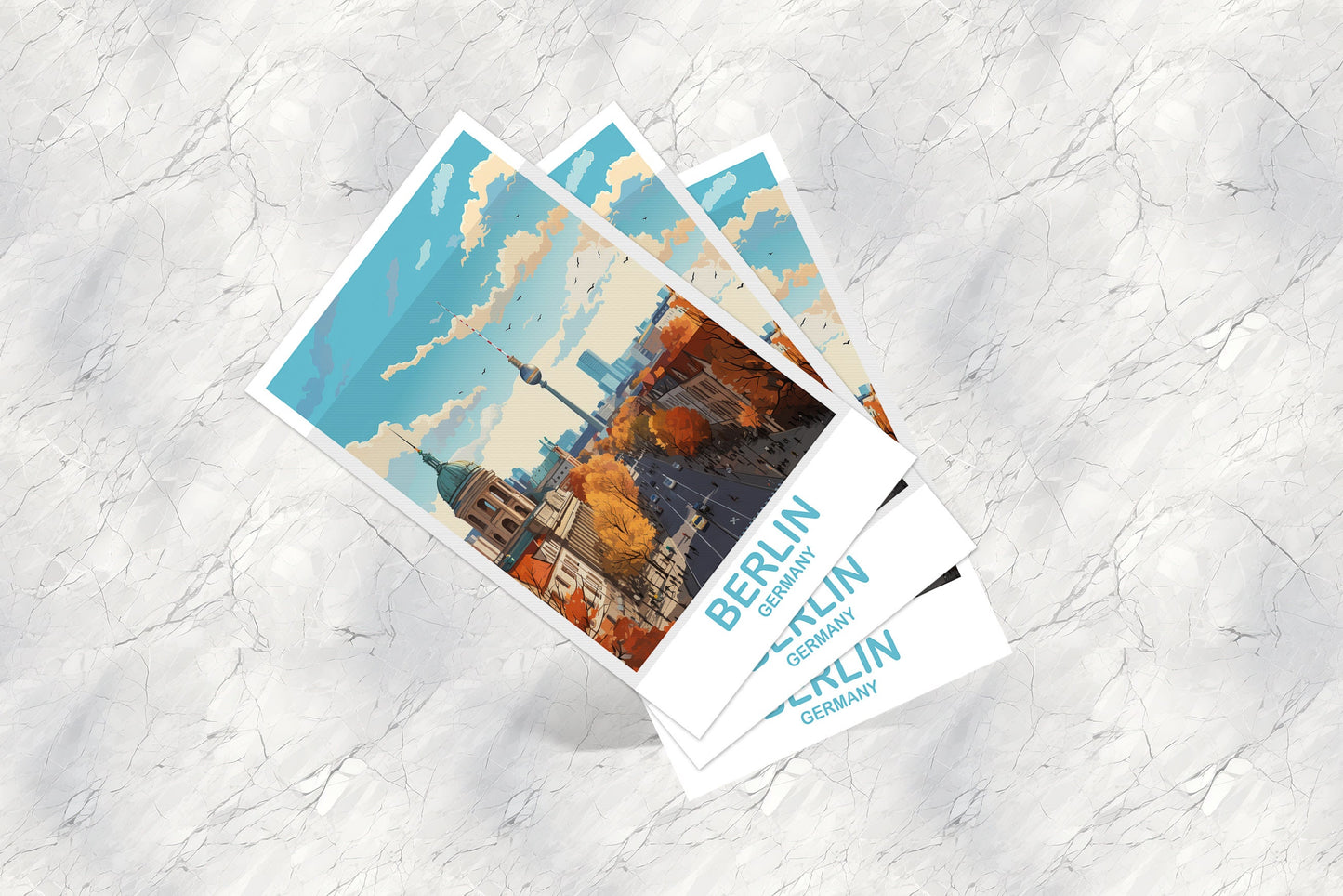 Berlin Germany Travel Postcard, Berlin Travel Postcard Art, Germany Postcard Art, Berlin Travel Art, Travel Postcard, | T2EU_GEBE1_P