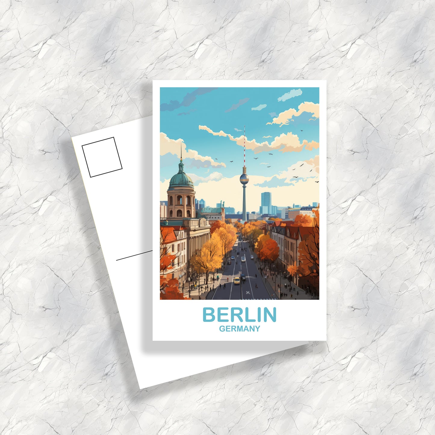 Berlin Germany Travel Postcard, Berlin Travel Postcard Art, Germany Postcard Art, Berlin Travel Art, Travel Postcard, | T2EU_GEBE1_P