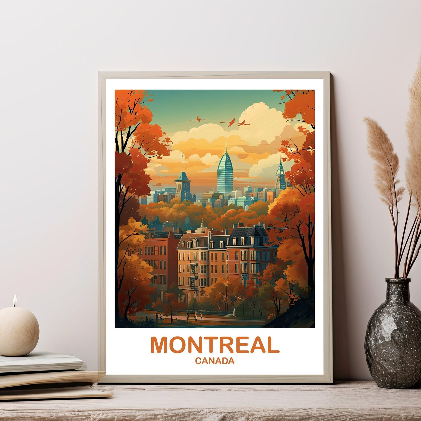 Montreal Travel Wall Art, Quebec Travel Wall Art, Montreal Wall Art Poster, City Skyline Wall Art, Canada Travel Wall Art | T2NA_QUMO1
