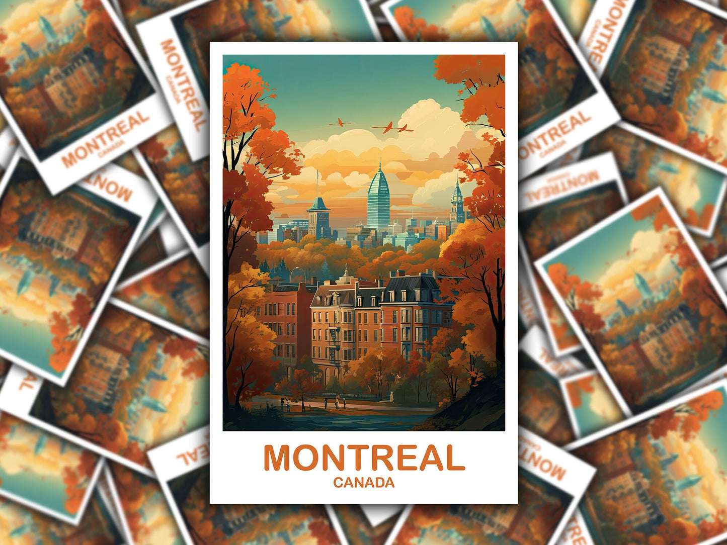 Montreal Travel Sticker, Quebec Travel Sticker Art, Montreal Sticker Art, City Skyline Sticker Art, Canada Travel Art | T2NA_QUMO1_S
