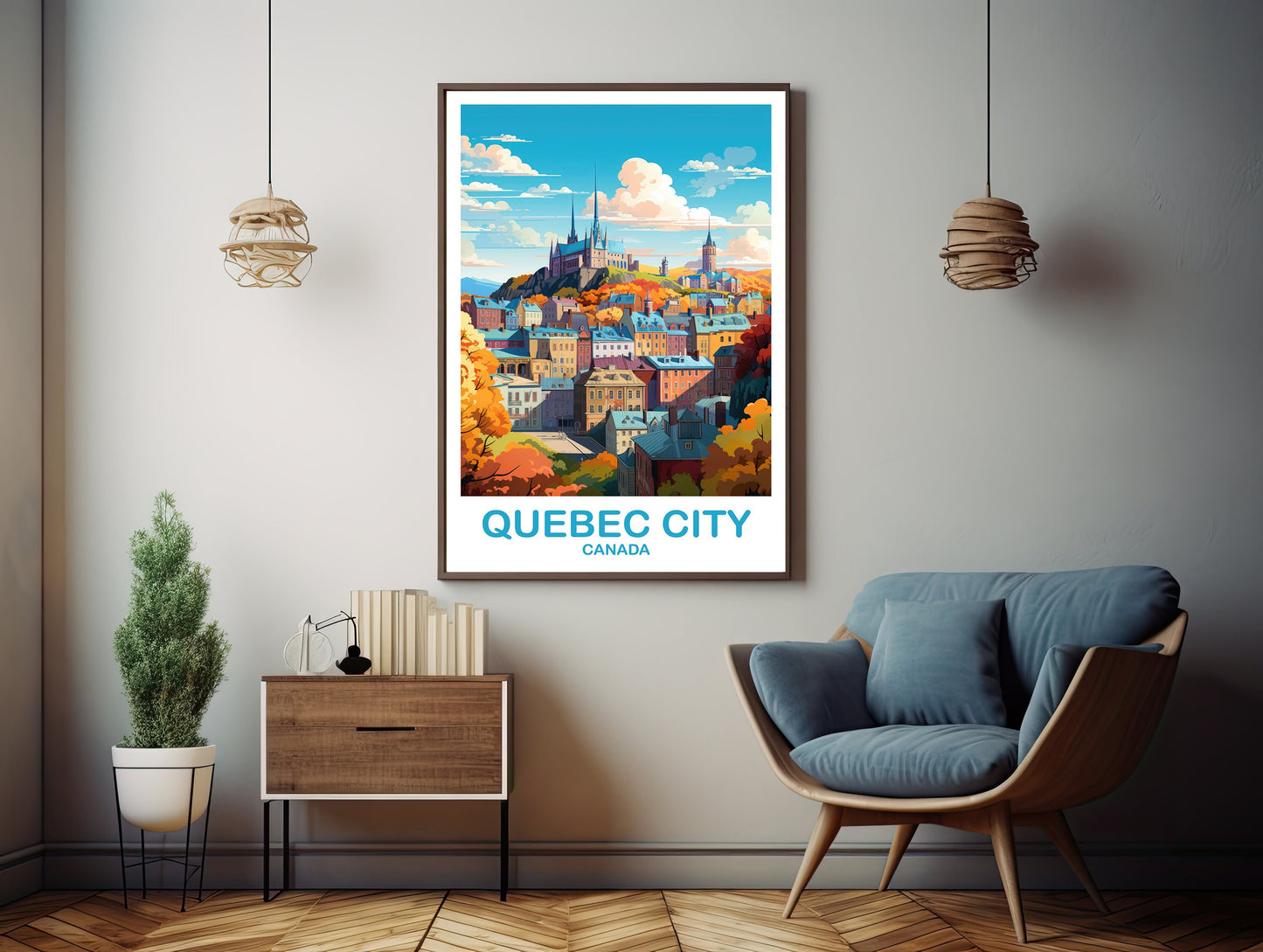 Quebec City Travel Wall Print, Digital Quebec Travel Wall Art, Quebec Wall Art, City Skyline Wall Art, Canada Travel Wall Art | DT2NA_QUQC1