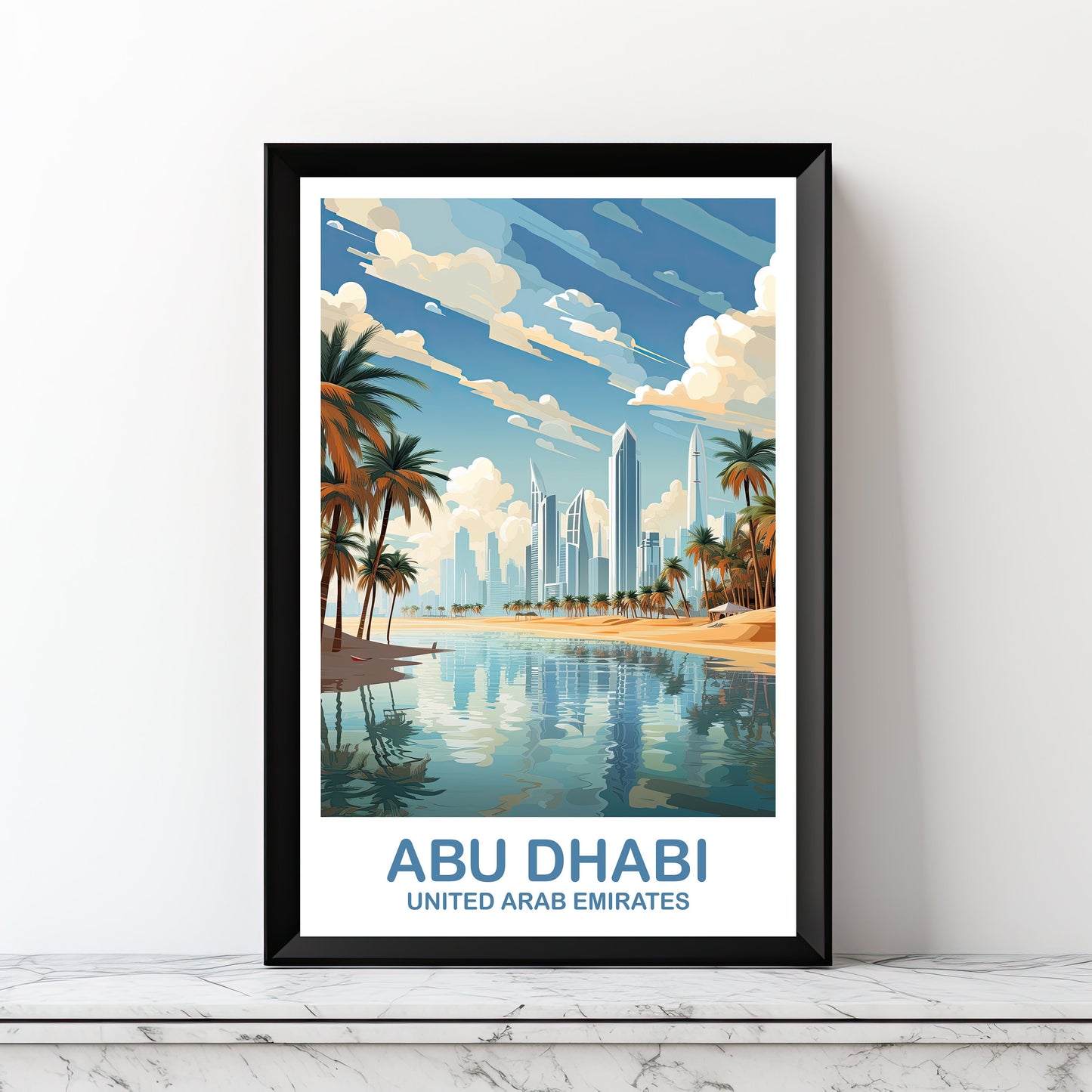 Abu Dhabi Travel Wall Art, Digital Abu Dubai Travel Art, Art, City Skyline Wall Art, Vibrant Sunset, Digital Travel Wall Art | DT2AS_UAEAD2