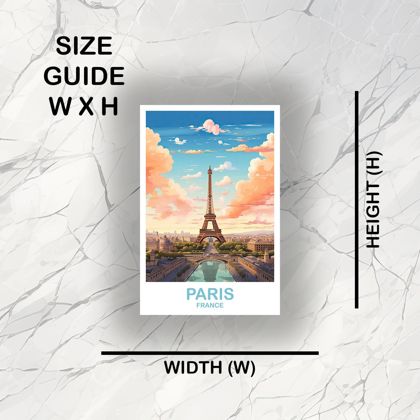 Paris Travel Sticker Art, Paris Skyline, Paris Sticker, Paris France sticker, Eiffel Tower Art, City Skyline Sunset Sticker | T2EU_FRPA1_S