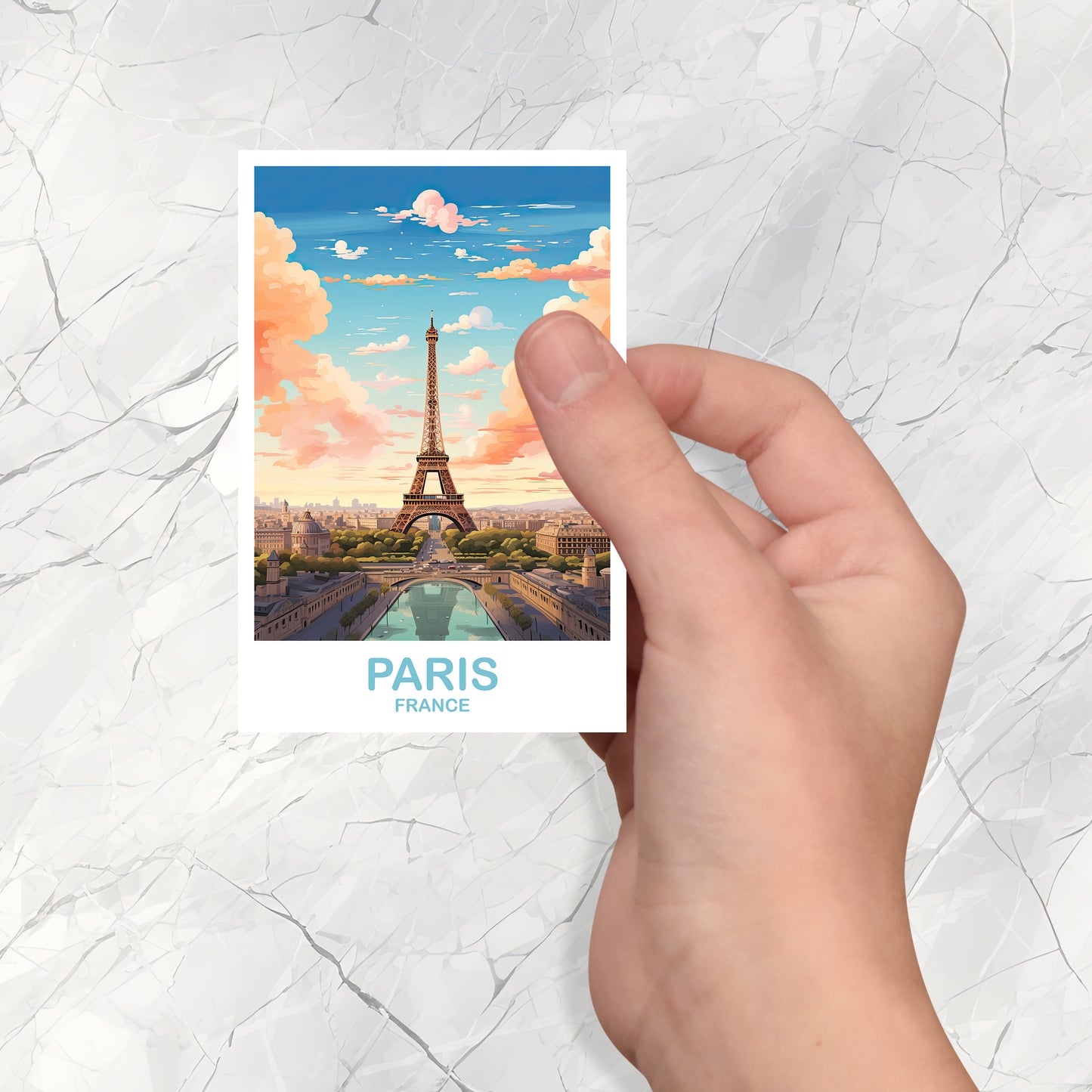 Paris Travel Sticker Art, Paris Skyline, Paris Sticker, Paris France sticker, Eiffel Tower Art, City Skyline Sunset Sticker | T2EU_FRPA1_S