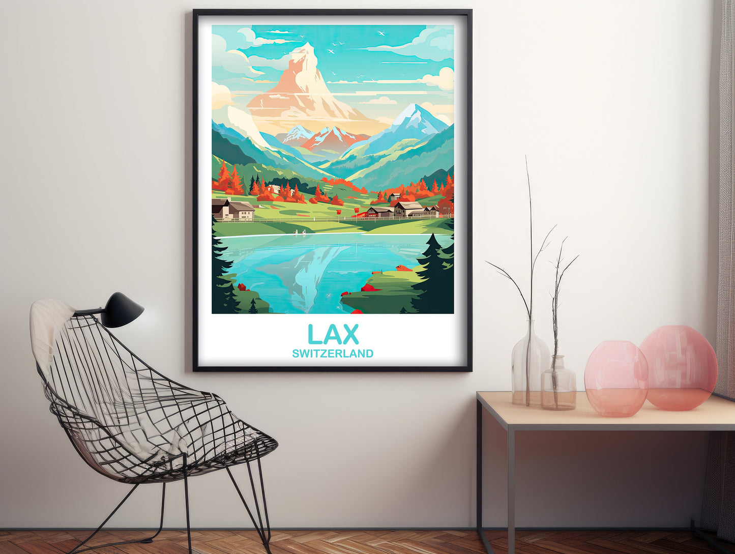 LAX Switzerland Travel Poster Wall Art, LAX Switzerland Wall Art, Switzerland Wall Art Poster, City Skyline Sunset Wall Art | T2EU_SWLA1