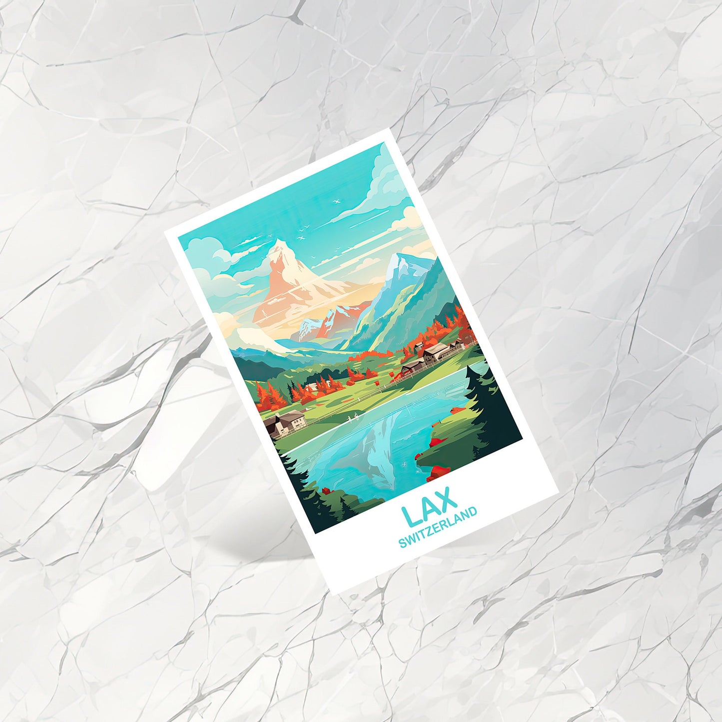 LAX Switzerland Postcard Art, LAX Switzerland Art, Switzerland Art Postcard, Travel Postcard, LAX Postcard | T2EU_SWLA1_P