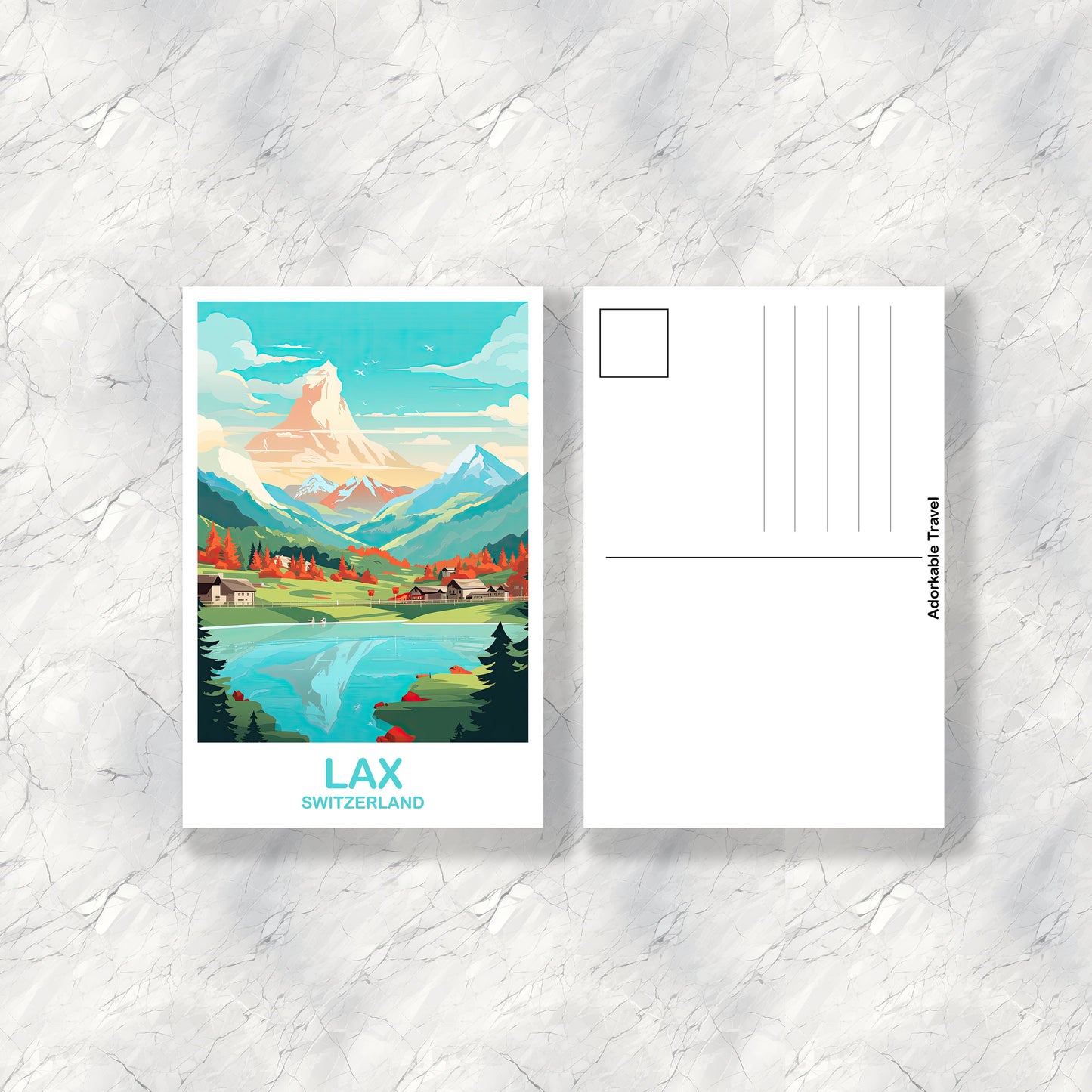 LAX Switzerland Postcard Art, LAX Switzerland Art, Switzerland Art Postcard, Travel Postcard, LAX Postcard | T2EU_SWLA1_P