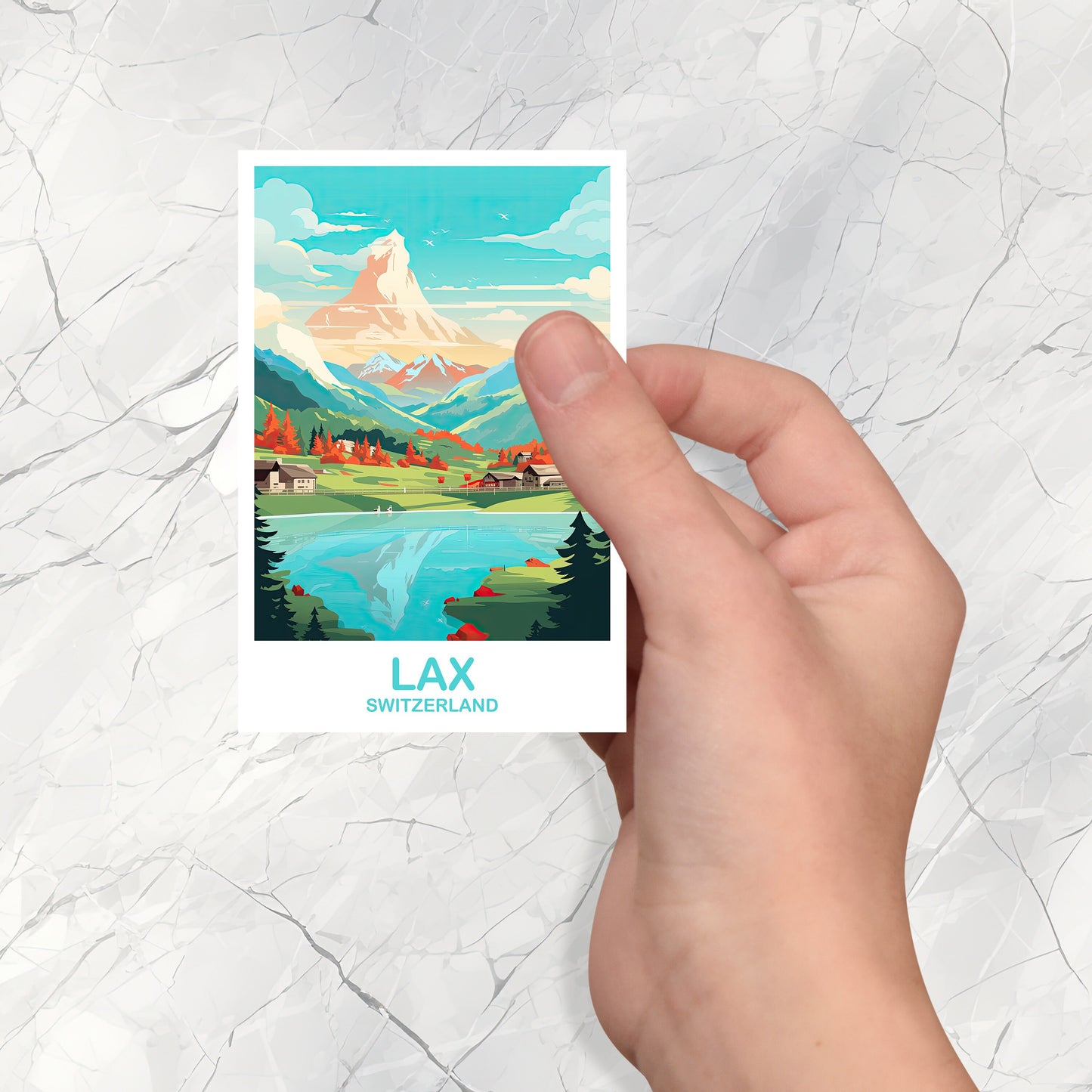 LAX Travel Sticker Art, LAX Switzerland Sticker Art, Switzerland Art Sticker, City Skyline Sunset Art Sticker | T2EU_SWLA1_S