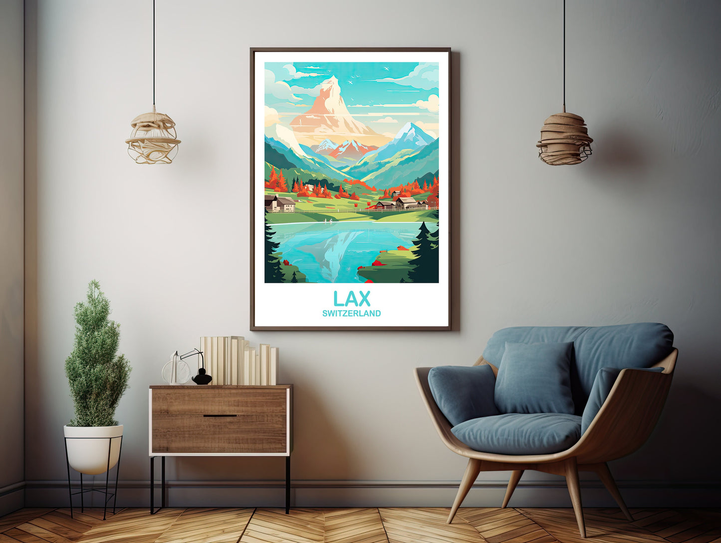 LAX Travel Wall Art, Digital LAX Switzerland Wall Art, Printable Switzerland Wall Art Poster, City Skyline Sunset Wall Art | DT2EU_SWLA1