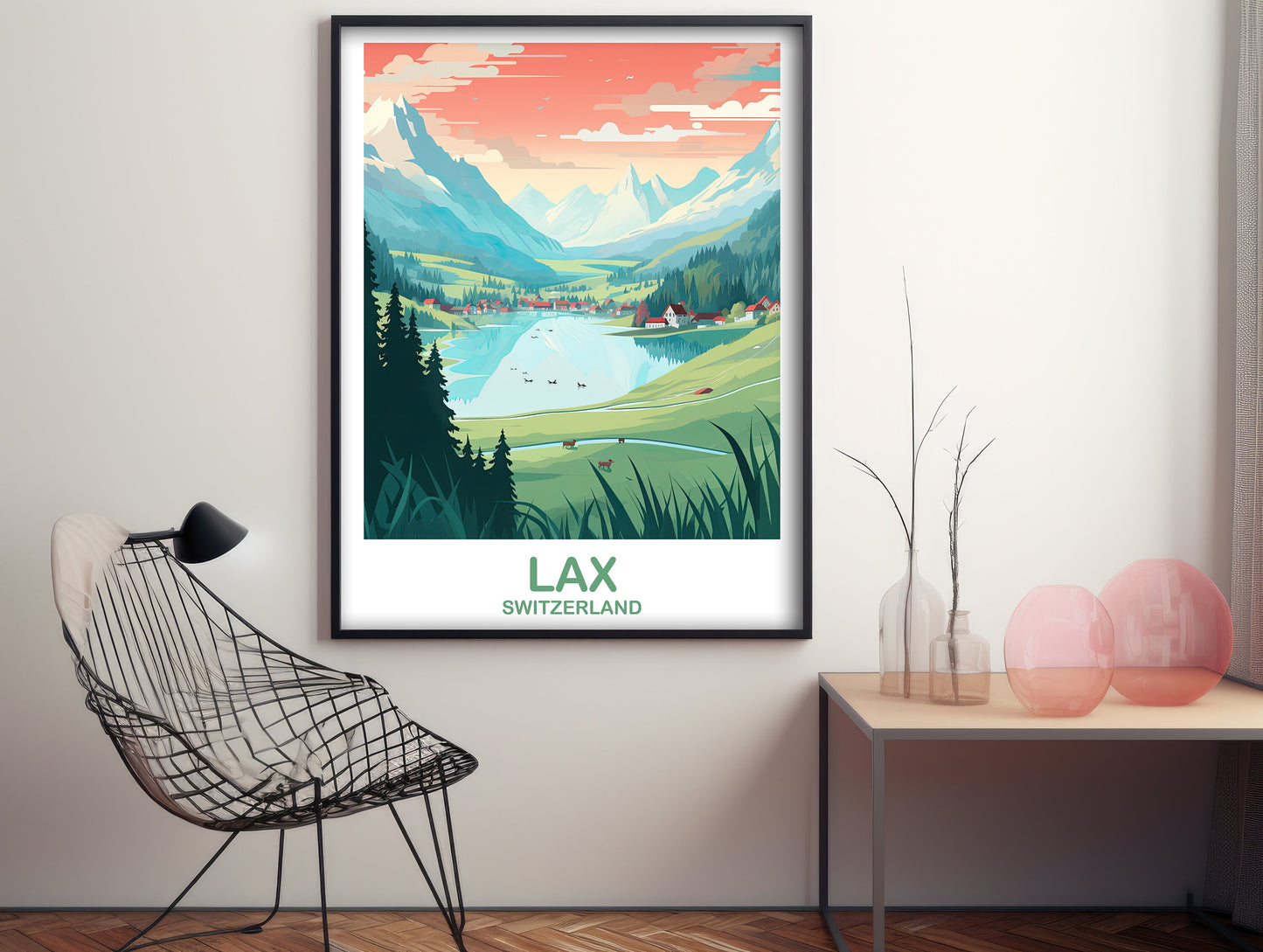LAX Travel Wall Art, Digital LAX Switzerland Wall Art, Printable Switzerland Wall Art Poster, City Skyline Sunset Wall Art | DT2EU_SWLA2