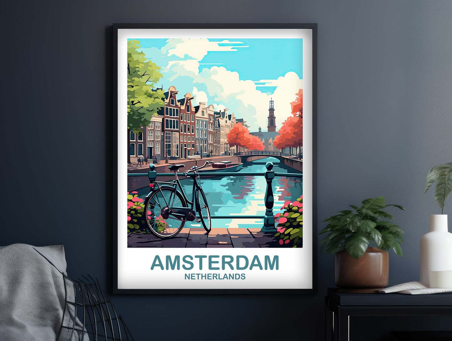 Amsterdam Netherlands Travel Poster Art, Netherlands Wall Art, Amsterdam Wall Art Poster, | Amsterdam Netherlands Travel Poster T2EU_NEAM2