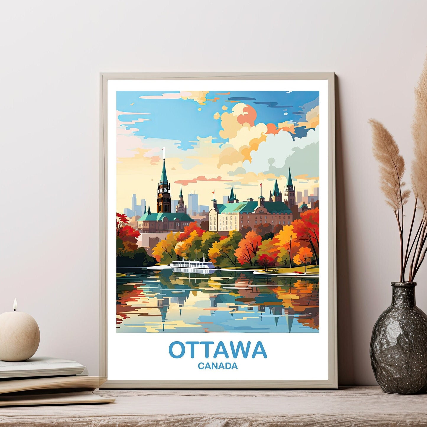 Ottawa Travel Wall Print, Ontario Travel Wall Art, Ottawa Wall Art Poster, City Skyline Wall Art, Canadian Parliament Hill | T2NA_ONOT1