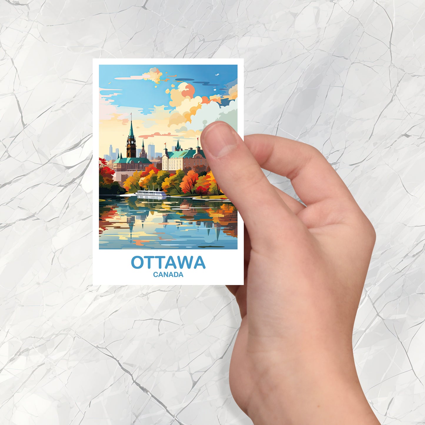 Ottawa Travel Sticker, Ontario Travel Sticker Art, Ottawa Art Sticker, City Skyline Art, Canadian Parliament Hill Sticker| T2NA_ONOT1_S