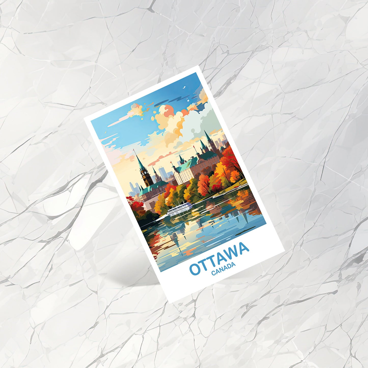 Ottawa Travel Postcard, Ontario Travel Art, Ottawa Art Postcard, City Skyline Wall Art, Canadian Parliament Hill | T2NA_ONOT1_P