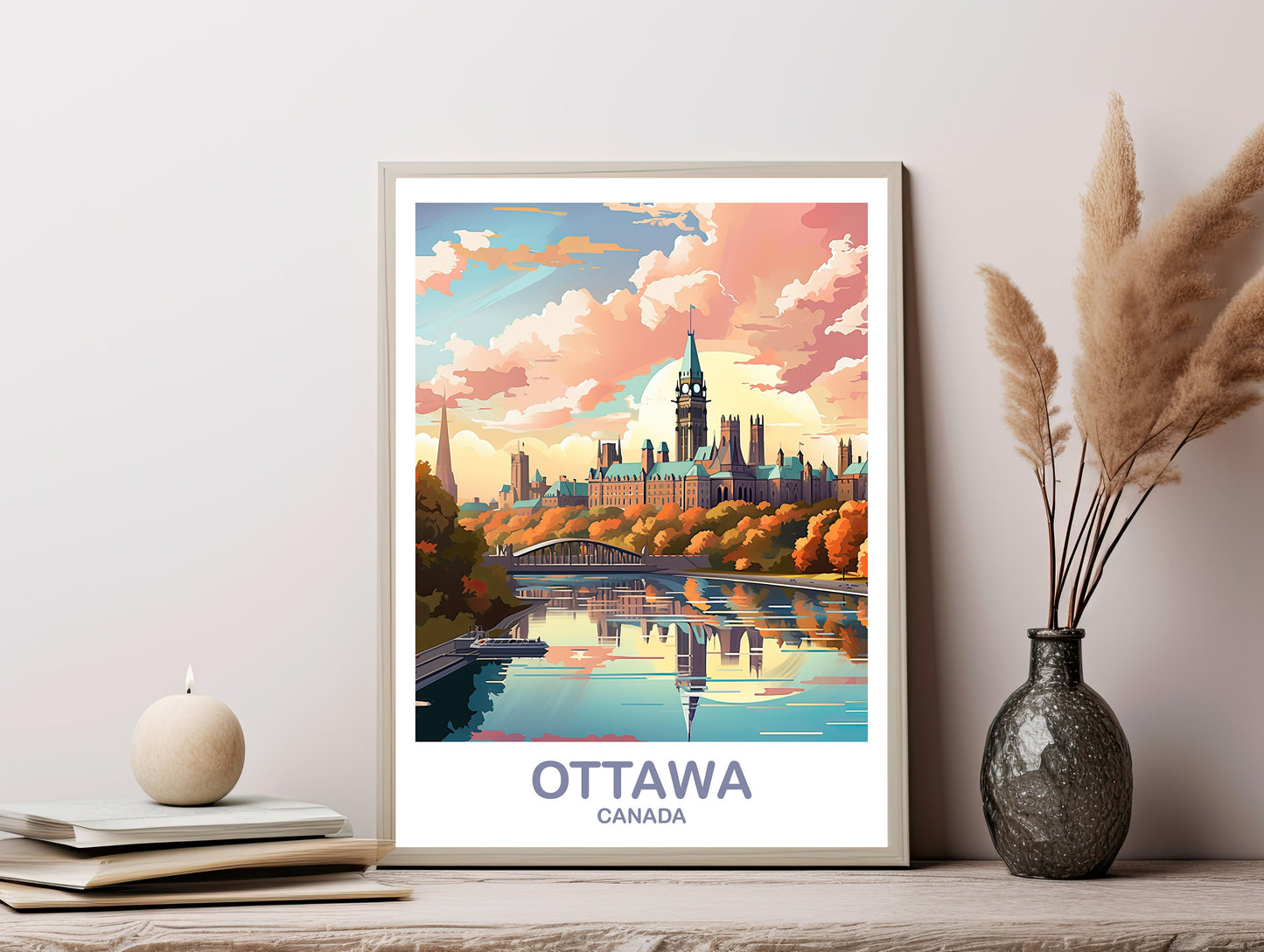 Ottawa Travel Wall Print, Digital Ontario Travel Wall Art, Printable Ottawa Wall Art Poster, Canadian Parliament Hill | DT2NA_ONOT2