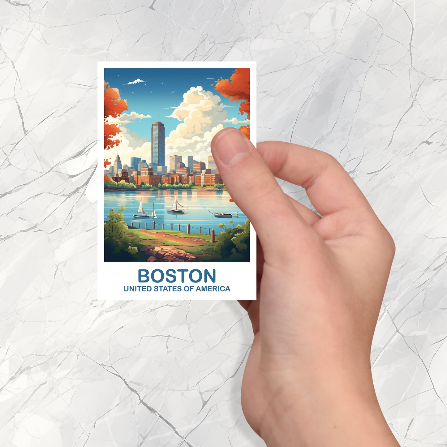 Boston Massachusetts Travel Sticker, Boston Wall Art Sticker, City Skyline Art, Boston Travel Sticker, Boston Travel Sticker | T2NA_MABO2_S