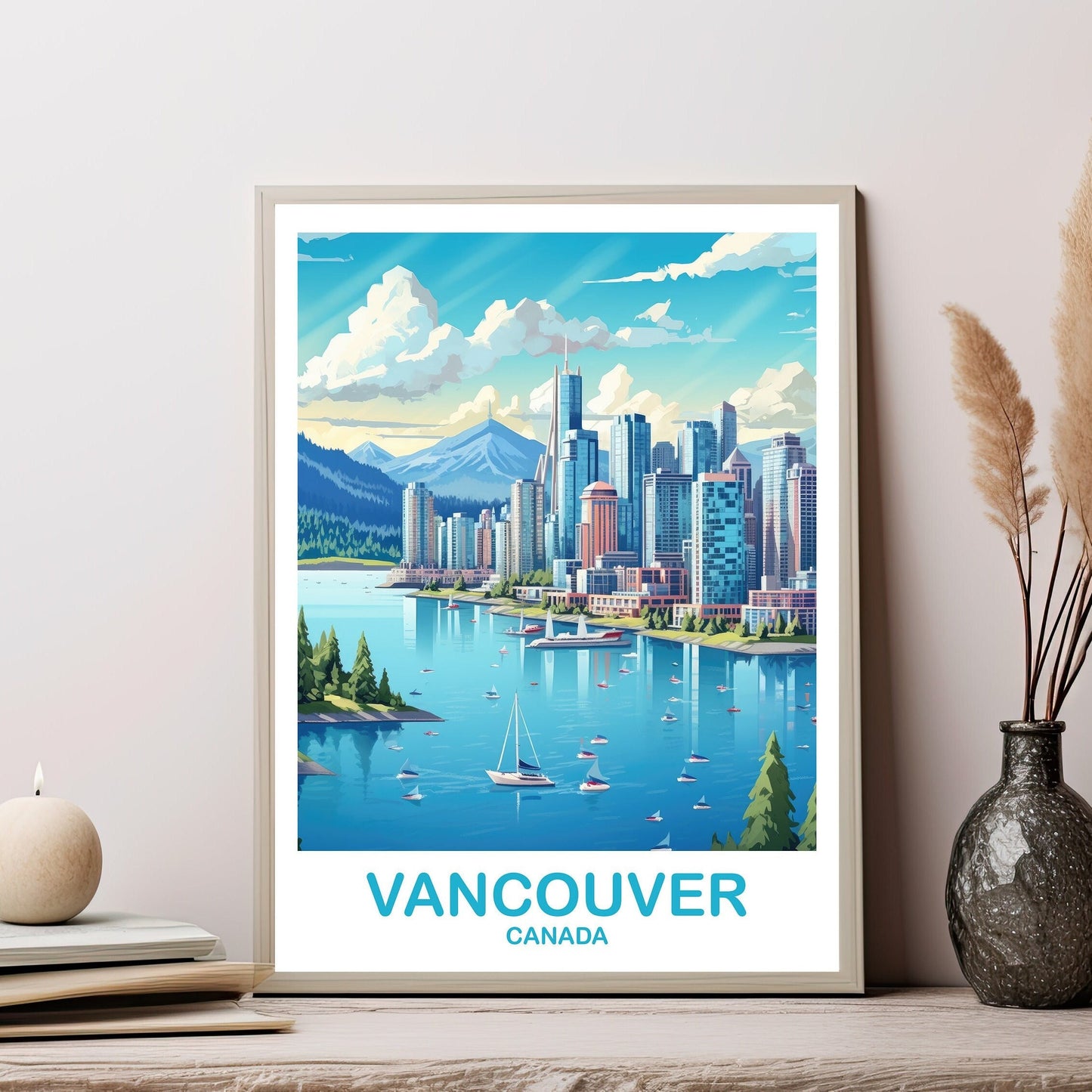 Vancouver BC Travel Print, British Columbia Wall Art, Vancouver Travel Poster, Travel Wall Art, Vancouver Travel Wall Art | T2NA_BCVA5