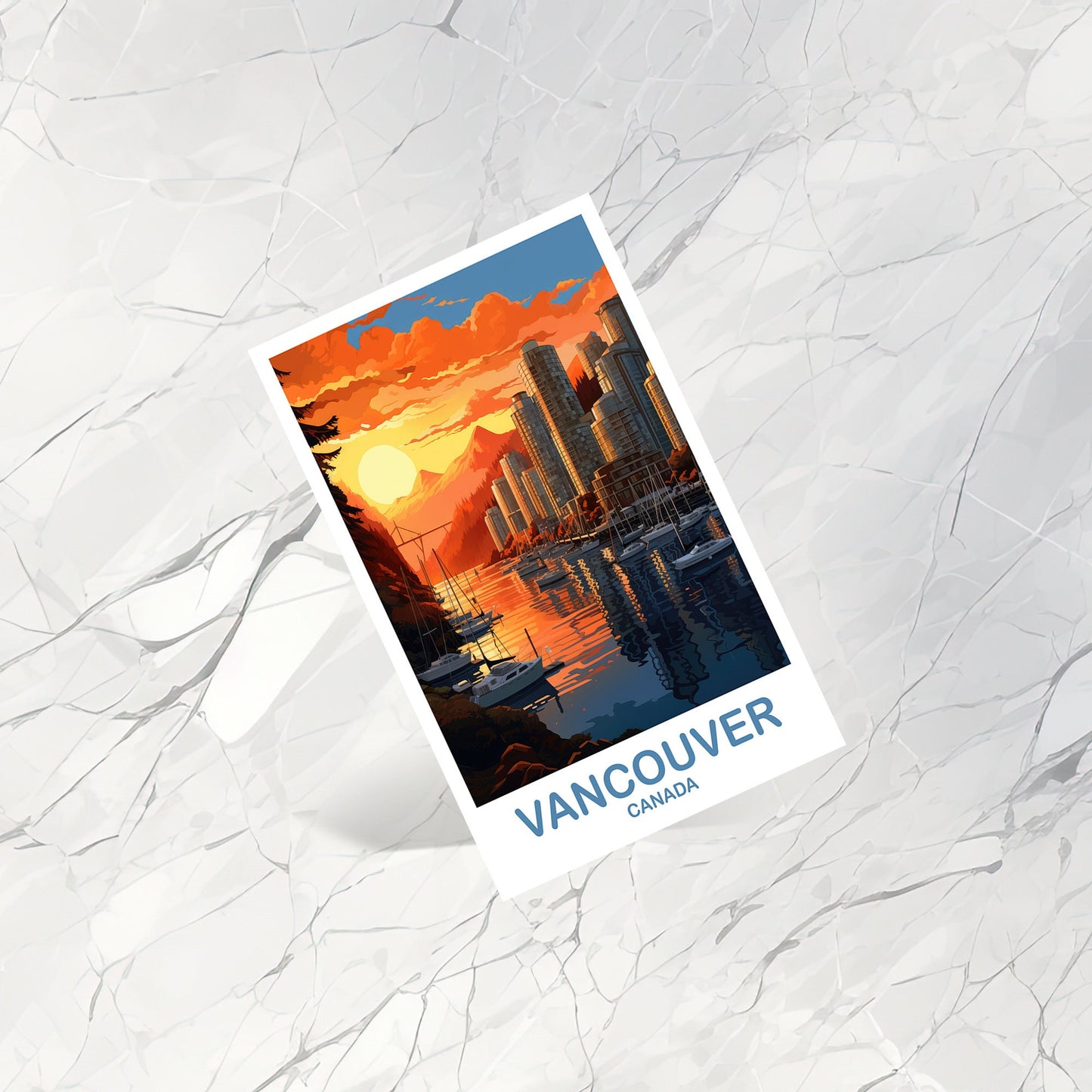 Vancouver BC Travel Postcard, British Columbia Art Postcard , Vancover Travel Postcard, Travel Art, Vancouver Travel Art | T2NA_BCVA3_P
